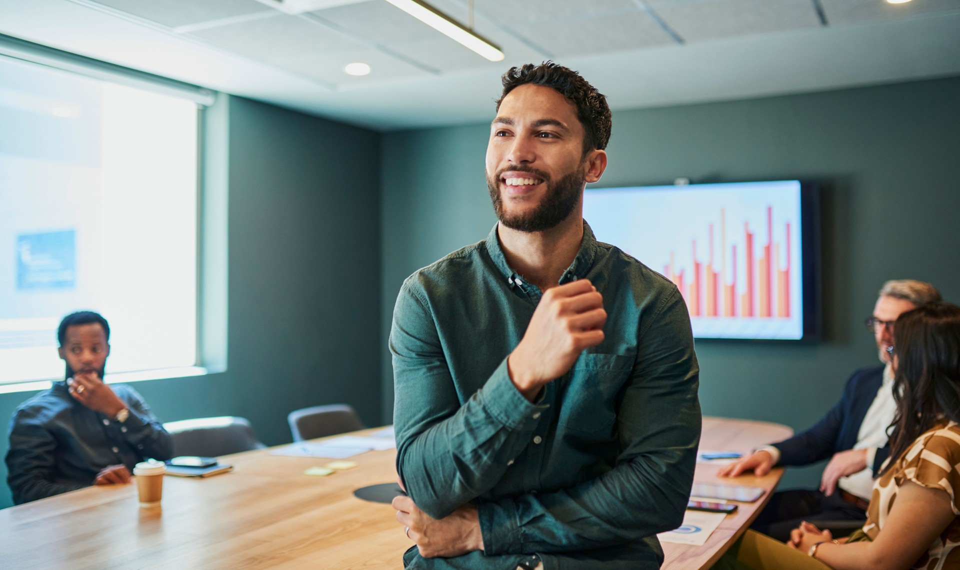 Confident Businessman in Modern Office